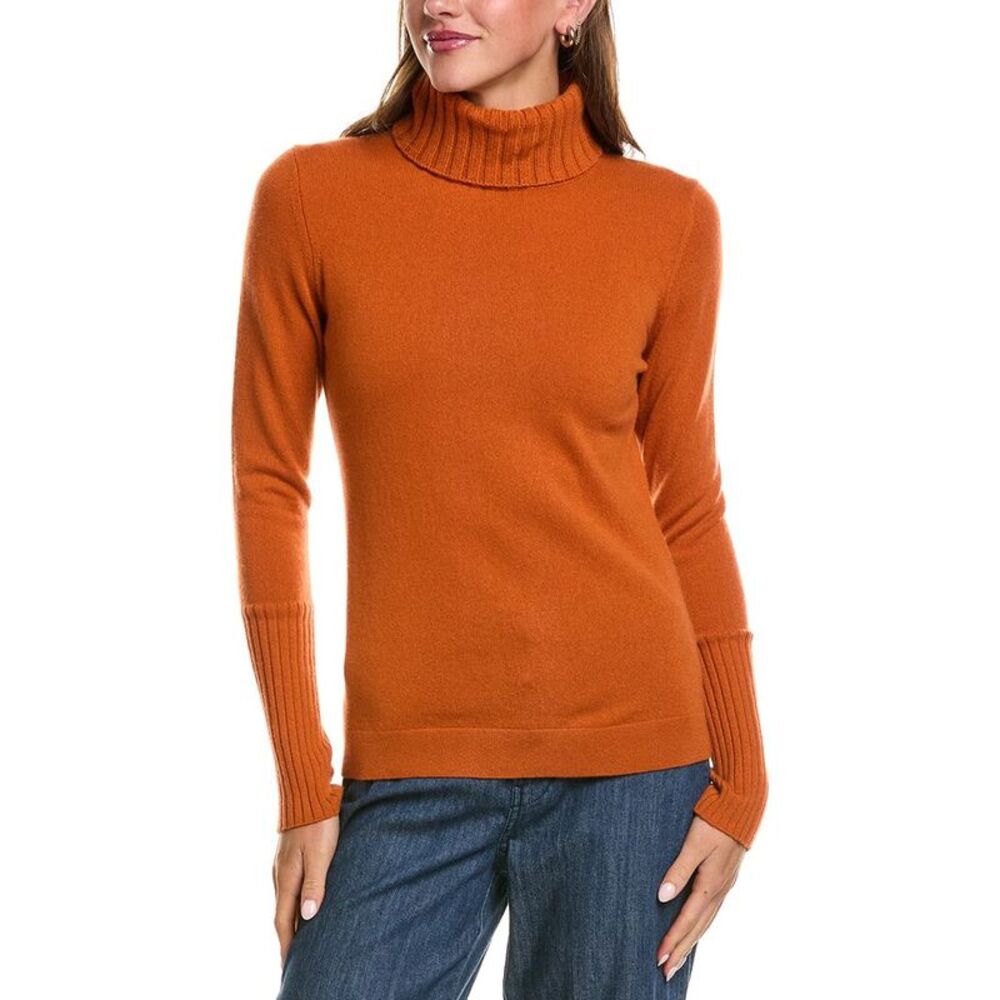 Forte Cashmere Womens  Chunky Trim Turtleneck 100% Cashmere Sweater